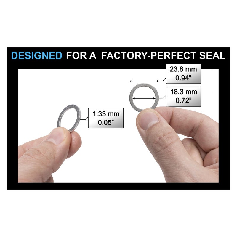 PRIME AVE Oil Drain Plug Gasket Crush Washer - 18mm Aluminum Crush Washers for Leak Proof Seal - Compatible with Ford Mazda Porsche & Volvo Part# 90012310630, 977751, 995641800 (Pack of 15) - Image 5